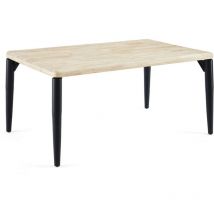 Adec - Mesa de comedor fija Moon acabado Roble nordish/negro, 76cm(alto) 160cm(ancho) 100cm(largo)