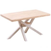 Adec - Mesa de comedor fija Xena tapa recta140 acabado roble nordish/blanco 76 cm(alto)140 cm(ancho)80 cm(largo)