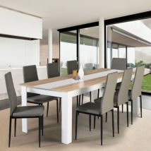 Georgia mesa de comedor para 8 en blanco y haya imitación 160 x 90 cm