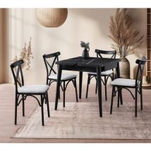 Concept-usine - Mesa de comedor negra y gris para 6 personas 180 cm karvia
