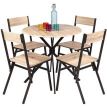 Meublorama - Mesa de comedor redonda con 4 sillas colección daryl - Dimensiones 80x80x75 cm, color roble y negro