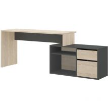 Dkit - Mesa de despacho Santa Elena en natural-grafito 75 cm(alto)139 cm(ancho)50 cm(fondo)
