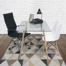 Homely - Mesa de escritorio cairo antique tapa de cristal y patas de metal símil madera color roble de 120x79,5 cm