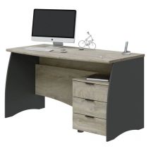 N.a. - Escritorio con cajonera Estil oficina despacho estudio color roble y gris mesa ordenador mueble 74x136x67cm