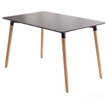 Kosmi - Mesa de estilo escandinavo 120 x 80 cm tapa negra y patas de madera