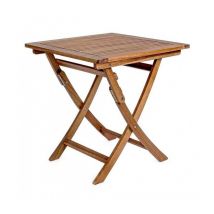 Hellin - Mesa de exterior Noemi en madera de acacia plegable 70x70x h73 cm