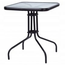 Northix - Mesa de jardín - 60cm - Cristal templado - Negro