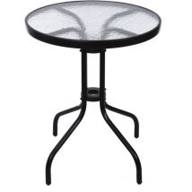 Viking Choice - Mesa de jardín - 60cm - Vidrio templado - Negro