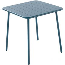Mesa de jardín cuadrada de acero azul, 4 plazas bergame