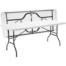 Rekkem - Mesa plegable para 8 personas en color blanco - 180cm x 74cm x 75cm