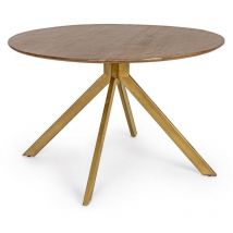 Hellin - Mesa de madera estilo vintage para 6 personas Ø120a - 76h