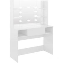 Mesa de maquillaje con iluminación led 100 x 40 x 135 cm mdf blanco brillante 020006277