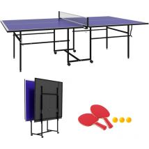 Sportnow - Mesa de ping-pong plegable mesa de tenis de mesa profesional con 4 ruedas red 2 paletas y 3 pelotas para interior y exterior