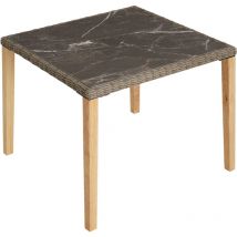 Tectake - Mesa de ratán Tarento 93,5 x 93,5 x 75 cm - mobiliario de exterior de poliratán, mueble de ratán sintético con cojines para jardín con