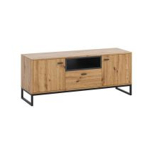 Usinestreet - Mueble tv Baltesi 102, Roble Artisan + Negro, Número de puertas: 0, Número de cajones: 0, 135x55x40cm