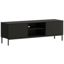 Mobilier1 - Mueble tv Lomsore 101, Negro, Número de puertas: 0, Número de cajones: 0, 150x50x41cm