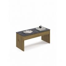 Ptarch - Mesa de centro Elevable Oslo acabado roble vega, 47-58 cm(alto)100 cm(ancho)50 cm(largo)