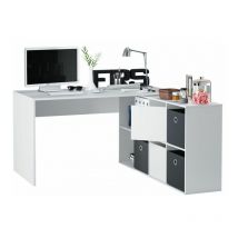 Mesa de escritorio Adapta XL Blanco Artik (Blanco Mate) 136cm/203cm (ancho) x 74cm (alto)