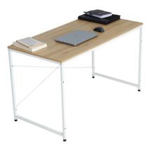 Table de bureau de direction de style nordique en blanc et taupe 120x72x60 cm