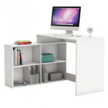 M&s - Mesa Escritorio Shannon con Estantería Baja Color Blanco 112x77x101 cm