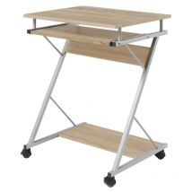 Miroytengo - Tavolo Scrivania da Ufficio Volta Stile Moderno in Rovere Cambriano e Grigio con Ruote Vassoio Estraibili 60 cm