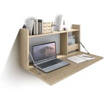Mesa estudio para colgar Mod-Murillo acabado roble/blanco, 15/46 x 80 x 42 cm (fondo x ancho x alto)