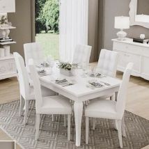 Iperbriko - Mesa extensible blanca giselle 160 - 205x90x h78 cm