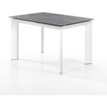 Oresteluchetta - Mesa extensible de cerámica acabado mármol gris cm. Al76xP80xL120