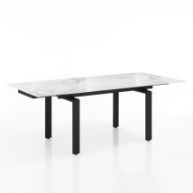 Oresteluchetta - Mesa extensible de cerámica blanca cm. Al.76 x P.90 x L.140/200