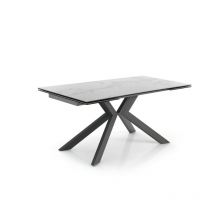 Oresteluchetta - Mesa extensible de cerámica de mármol blanco cm.H.76xP.90xL.160/200/240