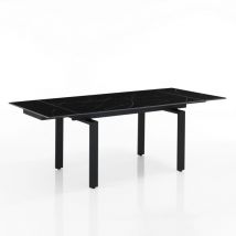 Mesa extensible de cerámica negra cm. Al.76 x P.90 x L.140/200