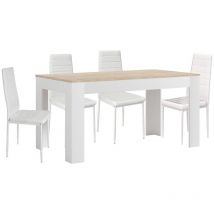 Saldosystocks - Mesa Extensible de Comedor o Cocina + 4 Sillas en Polipiel/metal