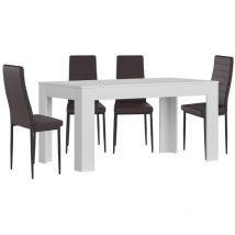 Saldosystocks - Mesa Extensible de Comedor o Cocina + 4 Sillas en Polipiel/metal