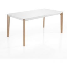 Mesa extensible efecto madera lacada en blanco cm. Al.75xP.90xL.160