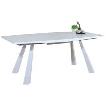 Momma Home - Mesa Comedor Extensible, Modelo Moroco, Acabado blanco brillo, Medidas: 180/230 x (77x95x77) x 76 cm