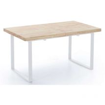 Adec - Mesa extensible Natural de estilo Industrial Roble Nordish/blanco 76 cm(alto)140-180 cm(ancho)80 cm(largo)