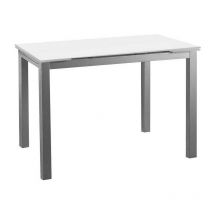 Hispanohogar - Mesa extensible salon o comedor en acabado color blanco, 76 cm(alto)120/180 cm(ancho)80 cm(largo)
