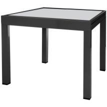 LOLAhome Mesa de comedor extensible Thais de aluminio y cristal templado negra de 90x90x74 cm