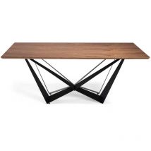 Pdcor - Mesa fija rectangular Amira acabada en nogal, 200 x 100 x 75 cm (largo x ancho x alto)