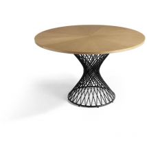 Pdcor - Mesa fija redonda acabada en roble Celeste, 137 x 76 (diámetro x alto)