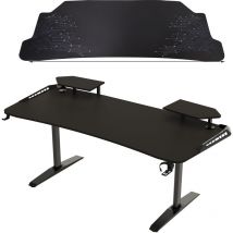 Mesa Gaming Grande de 180cm, Escritorio Gamer led rgb Estudio con Soporte para pc