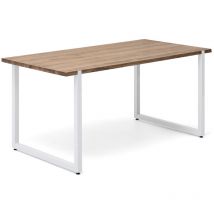 Mesa de comedor Uley 140x80x75cm Blanca en madera maciza de pino acabado vintage estilo industrial Box Furniture