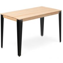 Mesa Lunds 120x80x75cm Negra en madera maciza de pino acabado natural estilo nórdico industrial Box Furniture