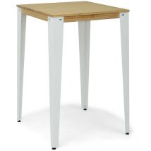 Box Furniture - Mesa Lunds Alta 70x70x110cm Blanca en madera maciza de pino acabado natural estilo nórdico Industrial