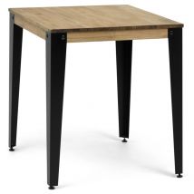 Mesa Lunds Cuadrada 100x100x75cm Negra en madera maciza de pino acabado vintage estilo industrial Box Furniture