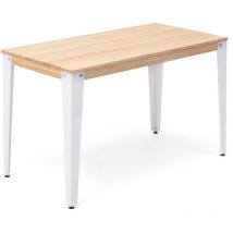 Mesa Lunds Estudio 140x60x75cm Blanca madera acabado natural estilo nórdico industrial Box Furniture