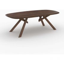Mesa rectangular de madera maciza de hevea oscura 8 personas - Merlin