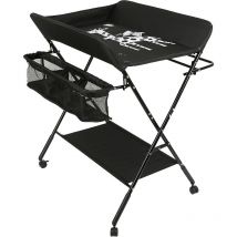 Skecten - Mesa para cambiar pañales plegable Mesa para cambiar pañales con cesta de almacenamiento lateral Estructura de hierro Carga negro