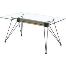 Mbtic - Mesa para cocina, comedor Md-Sally tapa cristal transparente, 140cm(ancho) 75cm(altura) 90cm(fondo).