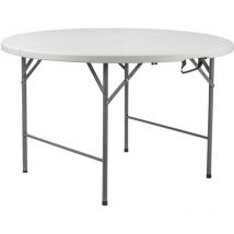 Mesa Plegable Redonda Efecto Granito Blanco Ø150x74cm O91
